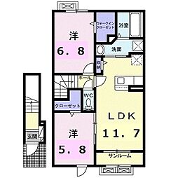 ララ・セゾン 2LDKの間取図画像