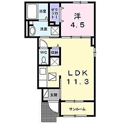 ボンモマンM2 1LDKの間取図画像