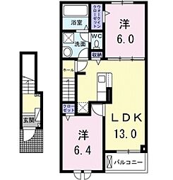 ココン 2LDKの間取図画像
