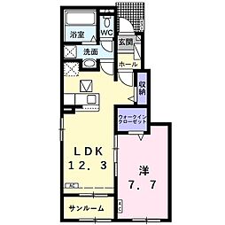大垣市青柳町4丁目アパート 1LDKの間取図画像