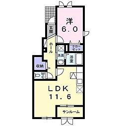 フォレストウェル2 1LDKの間取図画像