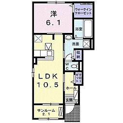 プレミアム25番館 1LDKの間取図画像