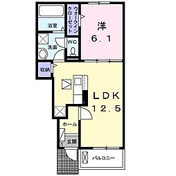 ソーレ・リデンテ 1LDKの間取図画像