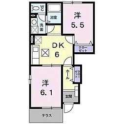 セトル2 2DKの間取図画像