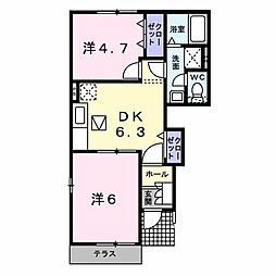 アーバンエスパシオA 2DKの間取図画像