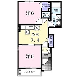 ティアラB 2DKの間取図画像