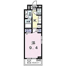 フランメゾン2 1Kの間取図画像