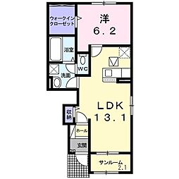 アリビオ2 1LDKの間取図画像