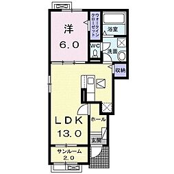 アンカー　Ａ 1階1LDKの間取り