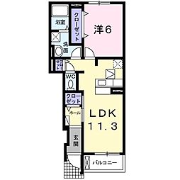 アプローズ 1LDKの間取図画像