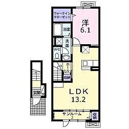 アリエッタB 1LDKの間取図画像