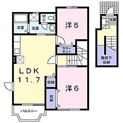 MIDORIROSE2 2LDKの間取図画像