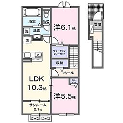 クオーレ 2LDKの間取図画像