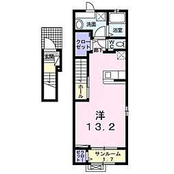 アルカンシェルB ワンルームの間取図画像