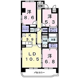 グラシェ 3LDKの間取図画像