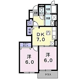 ウェルフェアA 2DKの間取図画像
