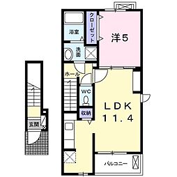 ローザカスターノ 1LDKの間取図画像