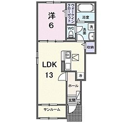 サザンクロスA 1LDKの間取図画像