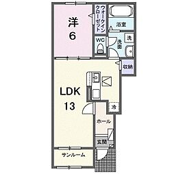 サザンクロスA 1LDKの間取図画像