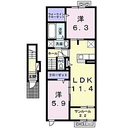 マロングローブイン軽井沢 2LDKの間取図画像