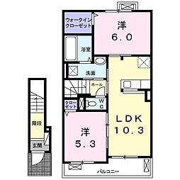 サンシャイン西寺C 2LDKの間取図画像