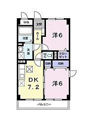 コゥジィー・シティー 2DKの間取図画像