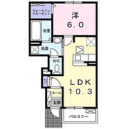 ラヴィエール2B 1LDKの間取図画像