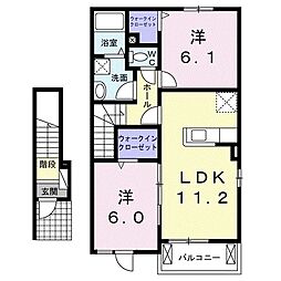コーポ輝潺1 2LDKの間取図画像