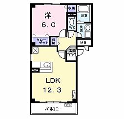 ミルデスリヒト 1LDKの間取図画像