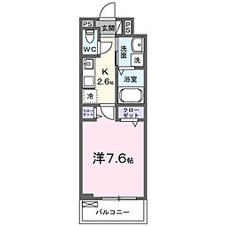 ヒルサイド3 1Kの間取図画像