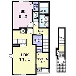セレノ 2階1LDKの間取り