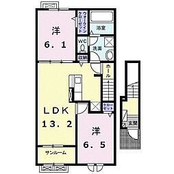 兆　II 2階2LDKの間取り