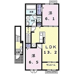 兆　II 2階2LDKの間取り