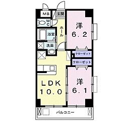 ビッグウィングペガサス 2LDKの間取図画像