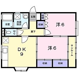 セーラ・クルーA 2DKの間取図画像