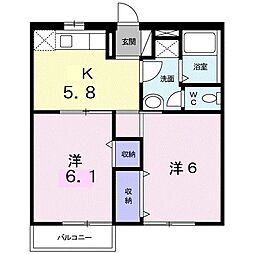 エスポワール　Ａ 1階2Kの間取り