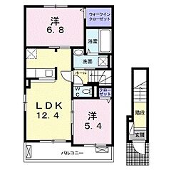 ミルキーウェイA 2LDKの間取図画像