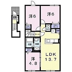 アジャート 3LDKの間取図画像