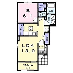 シュティル・ソレイユ 1LDKの間取図画像