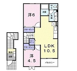 プリムローズB 2LDKの間取図画像