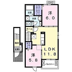 アン・ボヌール 2LDKの間取図画像