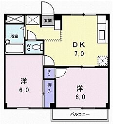 シティハイツ立石 2DKの間取図画像