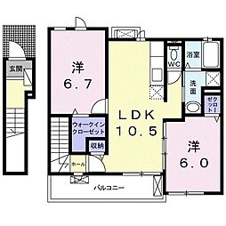 ソレイユ・アサヒ 2LDKの間取図画像