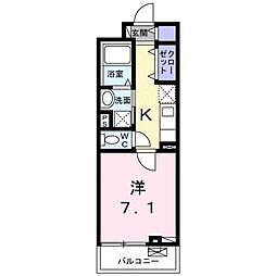 ジールM's 1Kの間取図画像