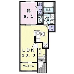 サンライズ2 1LDKの間取図画像