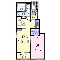 セレンディピティ 1LDKの間取図画像