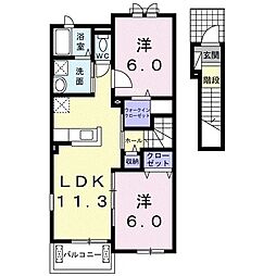 エムズガーデン田口2 2LDKの間取図画像