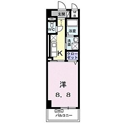 ラフィーネ不動湯田 1Kの間取図画像