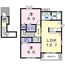 カーサ・アルバB 2LDKの間取図画像