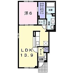 カーサS.K 1LDKの間取図画像